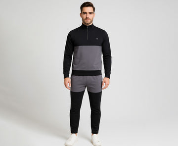 Black Grey 2 Panel Twinset For Men's