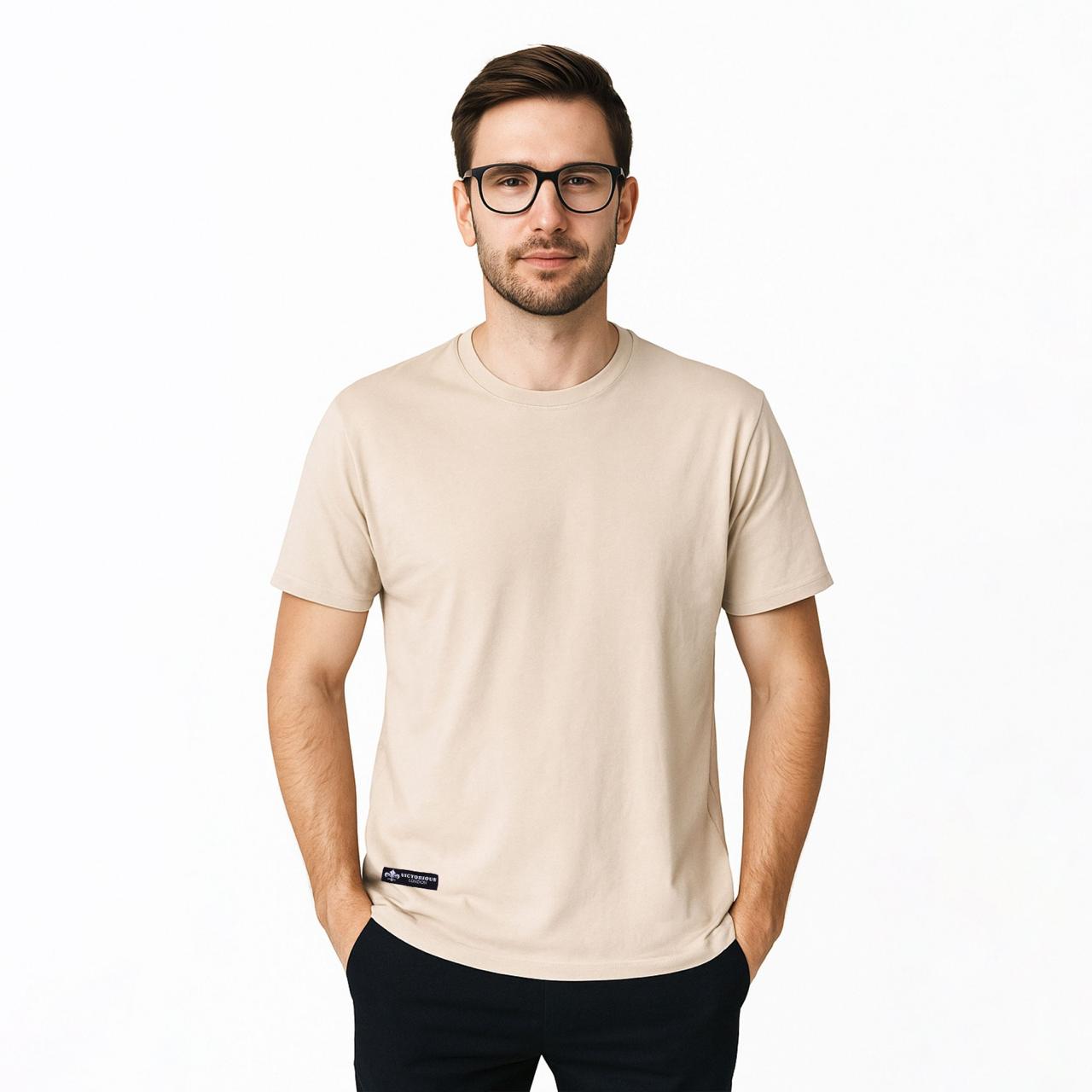 Men’s Solid Sand Crew Neck T-Shirt