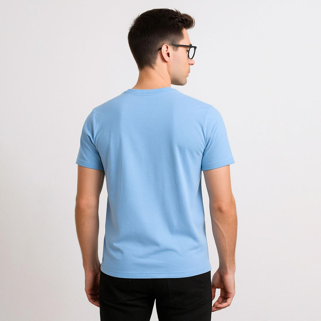 Men’s Solid Blue Crew Neck T-Shirt