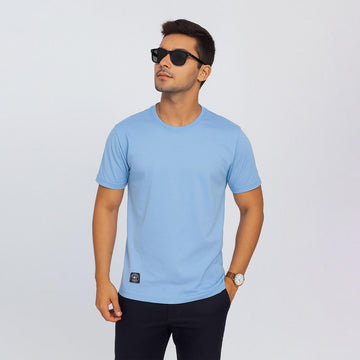 Men’s Solid Blue Crew Neck T-Shirt
