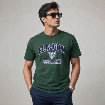 Glasgow Bull Scotland Applique Embroidered T Shirt