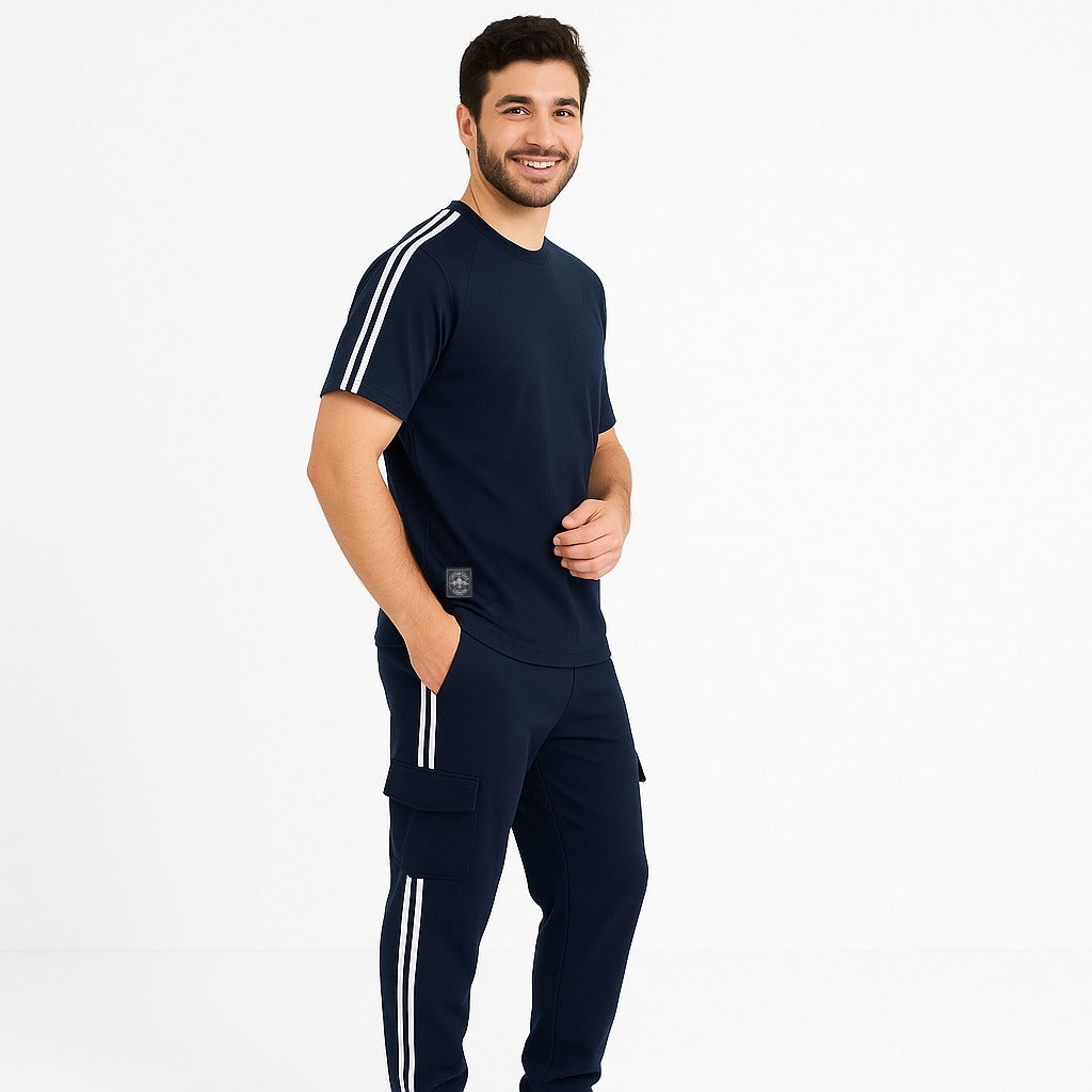 WHITE STRIPES NAVY COLOR TRACKSUIT