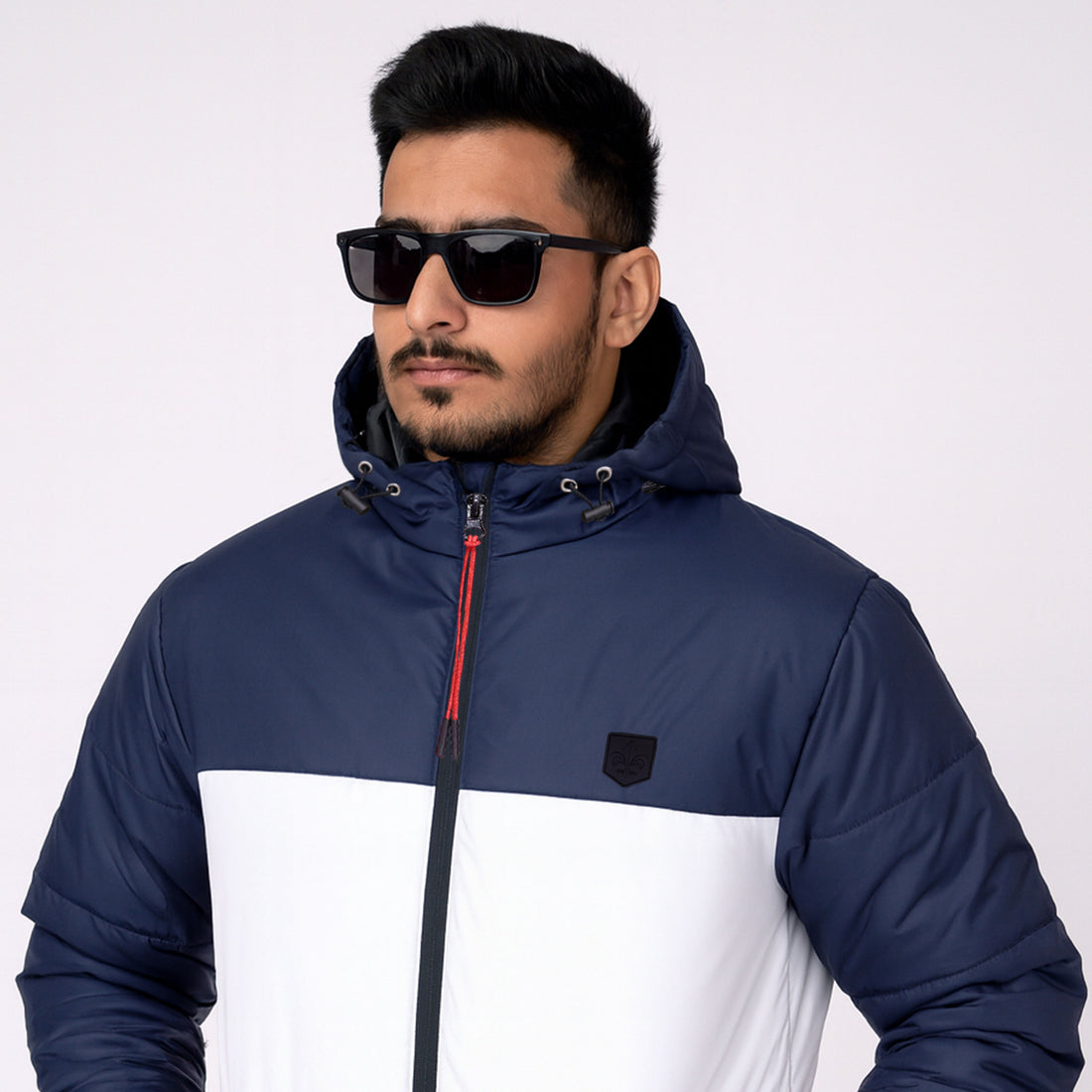 Men's Contrast 3 panel Zip-Up Hood Puffer jacket