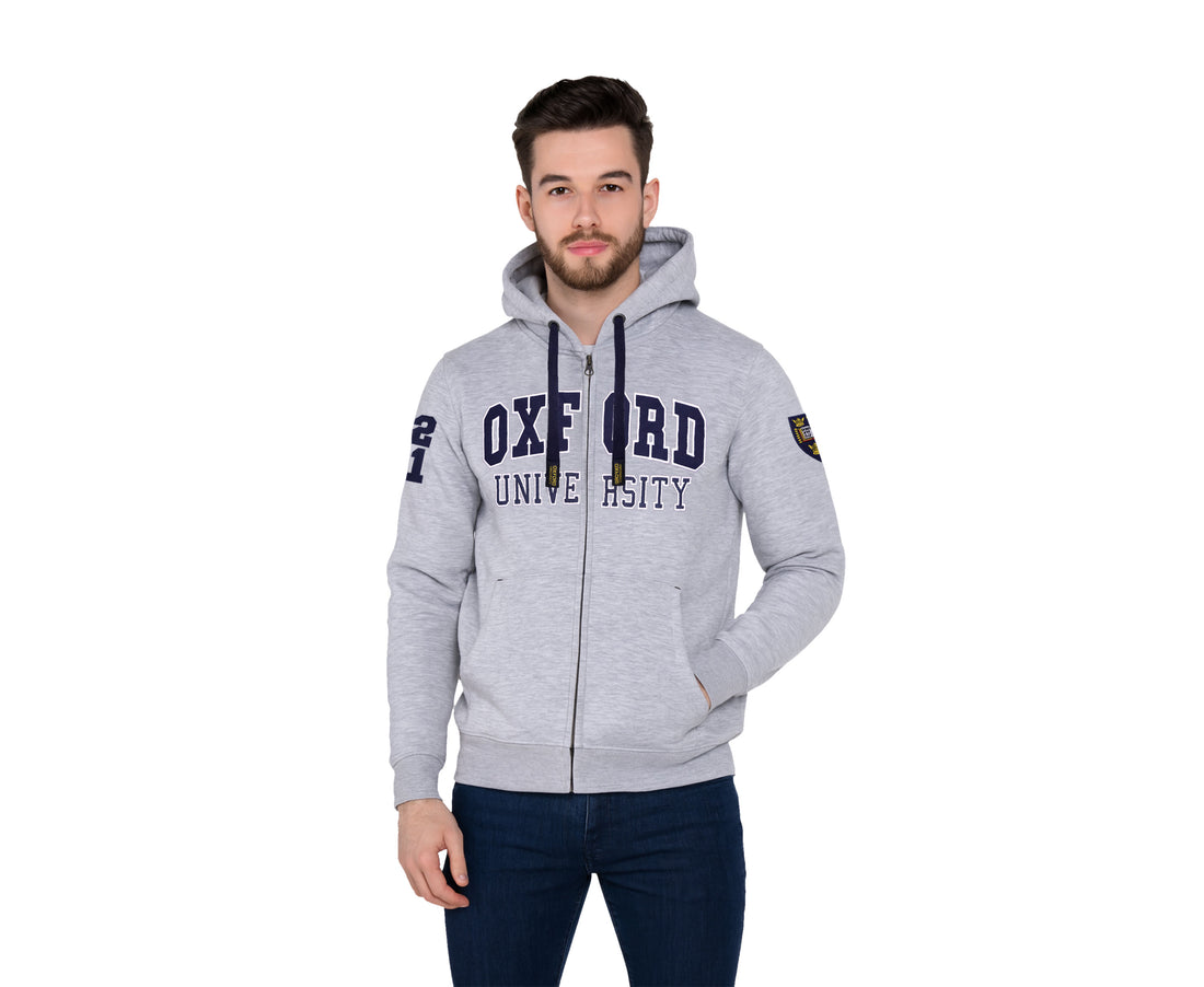 Oxford University Zip Applique Embroidered Hoodie