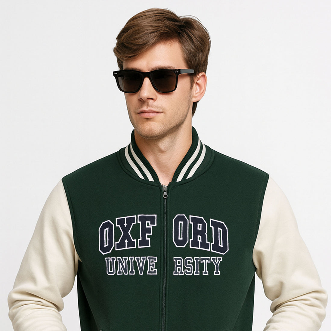 OXFORD UNIVERSITY APPLIQUE EMBROIDERED BASEBALL JACKET