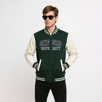 OXFORD UNIVERSITY APPLIQUE EMBROIDERED BASEBALL JACKET