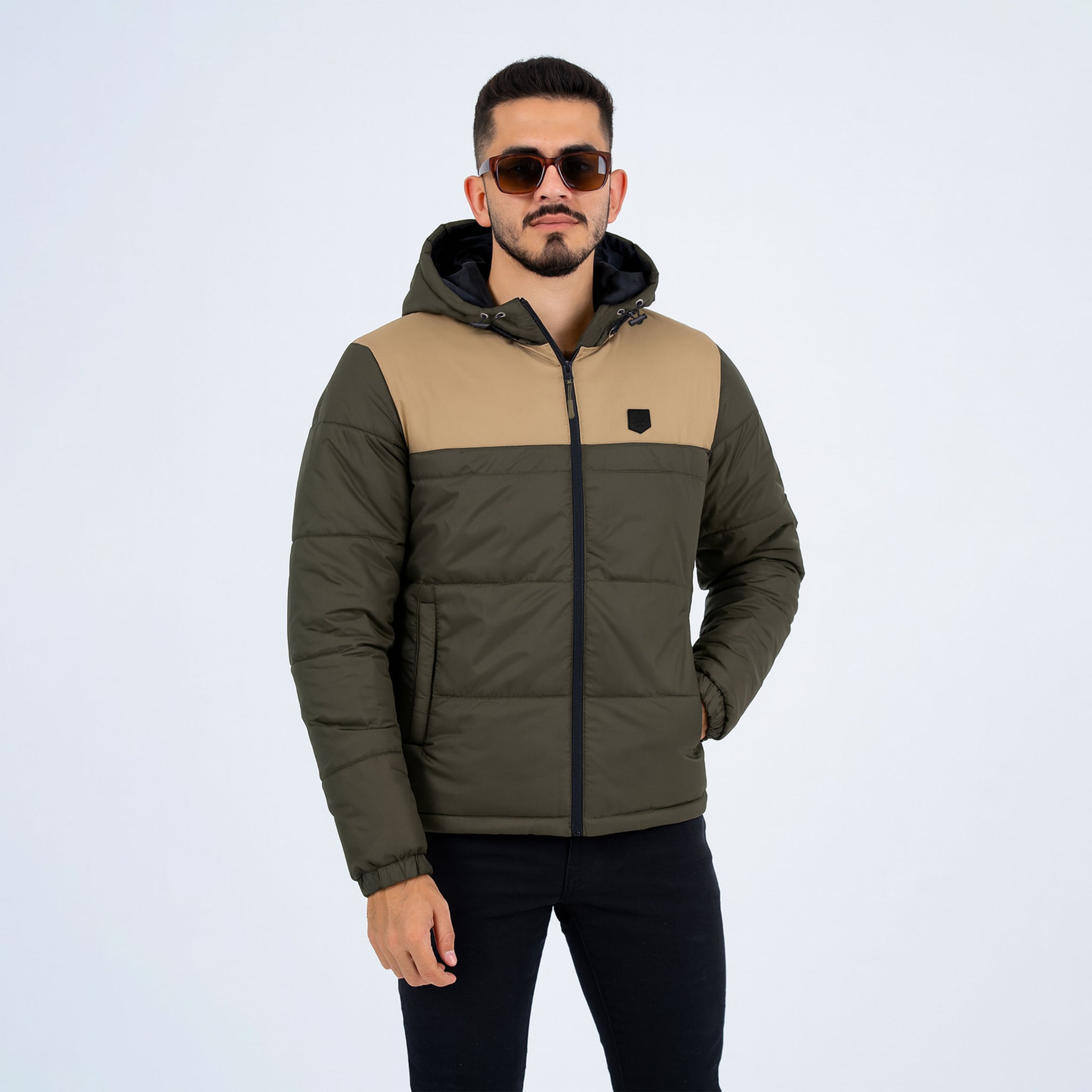 Men's Contrast 2 panel Zip-Up Puffer jacket