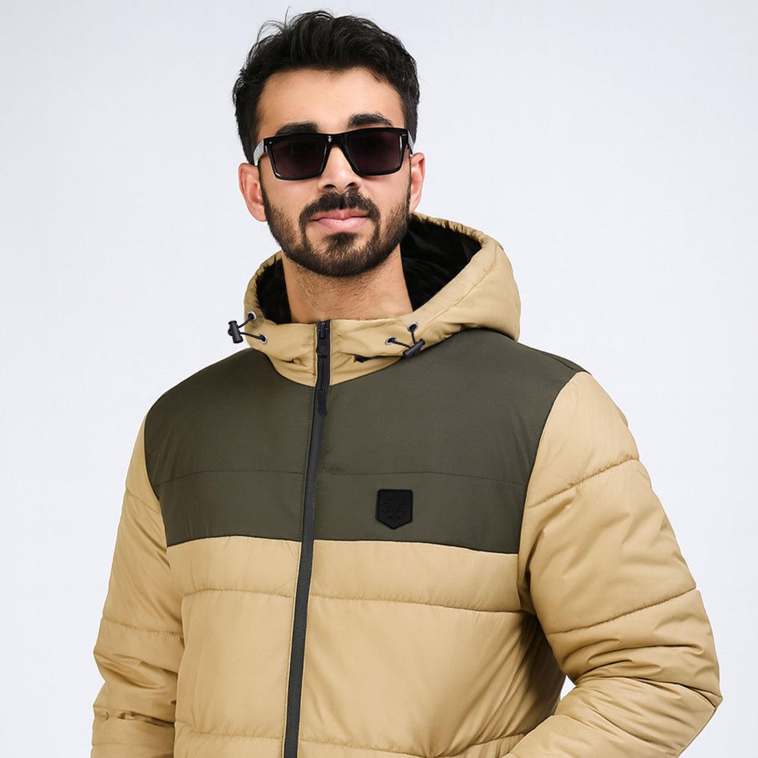 Men's Contrast 2 panel Zip-Up Puffer jacket