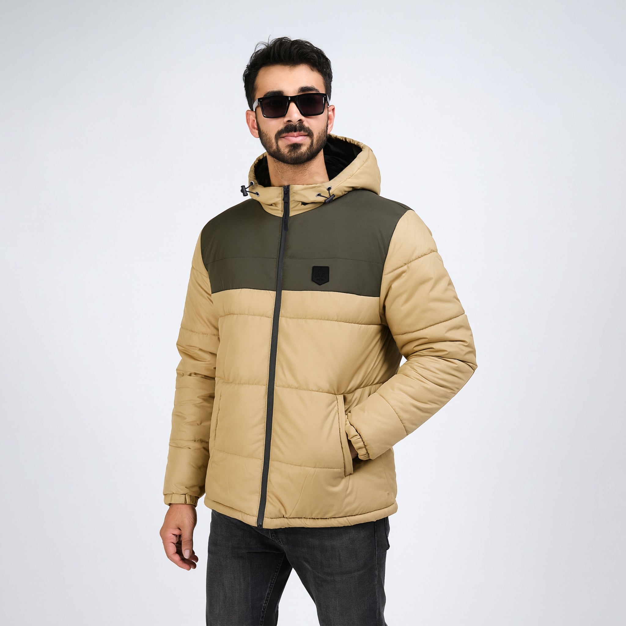 Men's Contrast 2 panel Zip-Up Puffer jacket