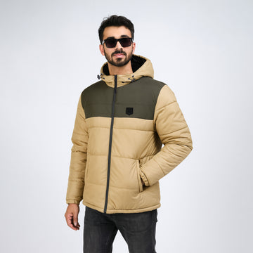 Men's Contrast 2 panel Zip-Up Puffer jacket