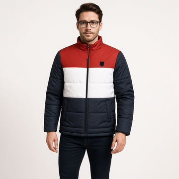 Men's Contrast 3 panel Zip-Up Puffer jacket