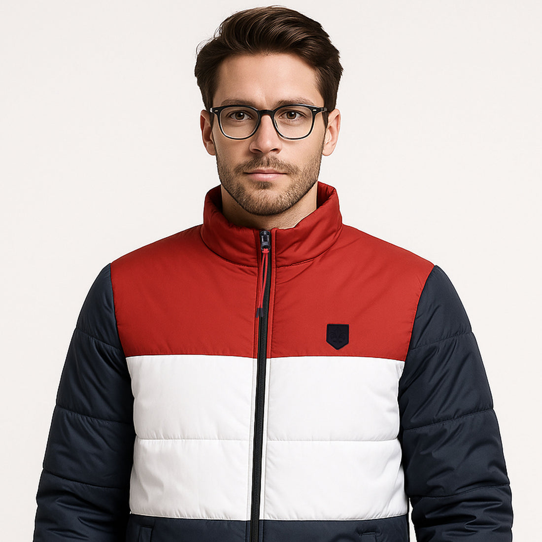 Men's Contrast 3 panel Zip-Up Puffer jacket