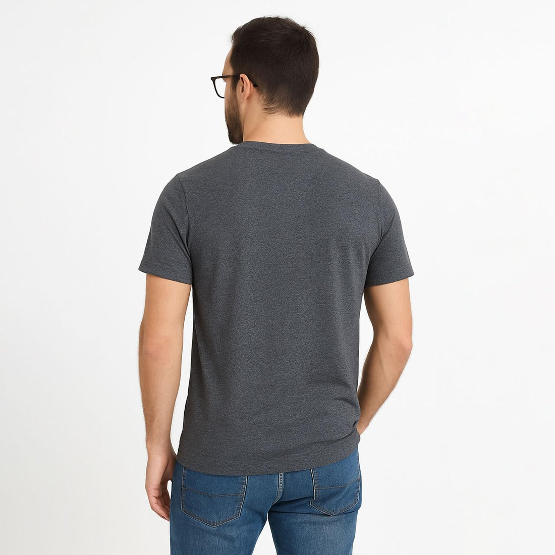 Men’s Solid Dark Grey Crew Neck T-Shirt