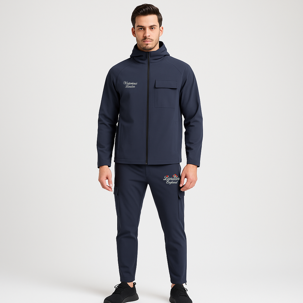 Men's Embroidered Tracksuit In Micro Polyester