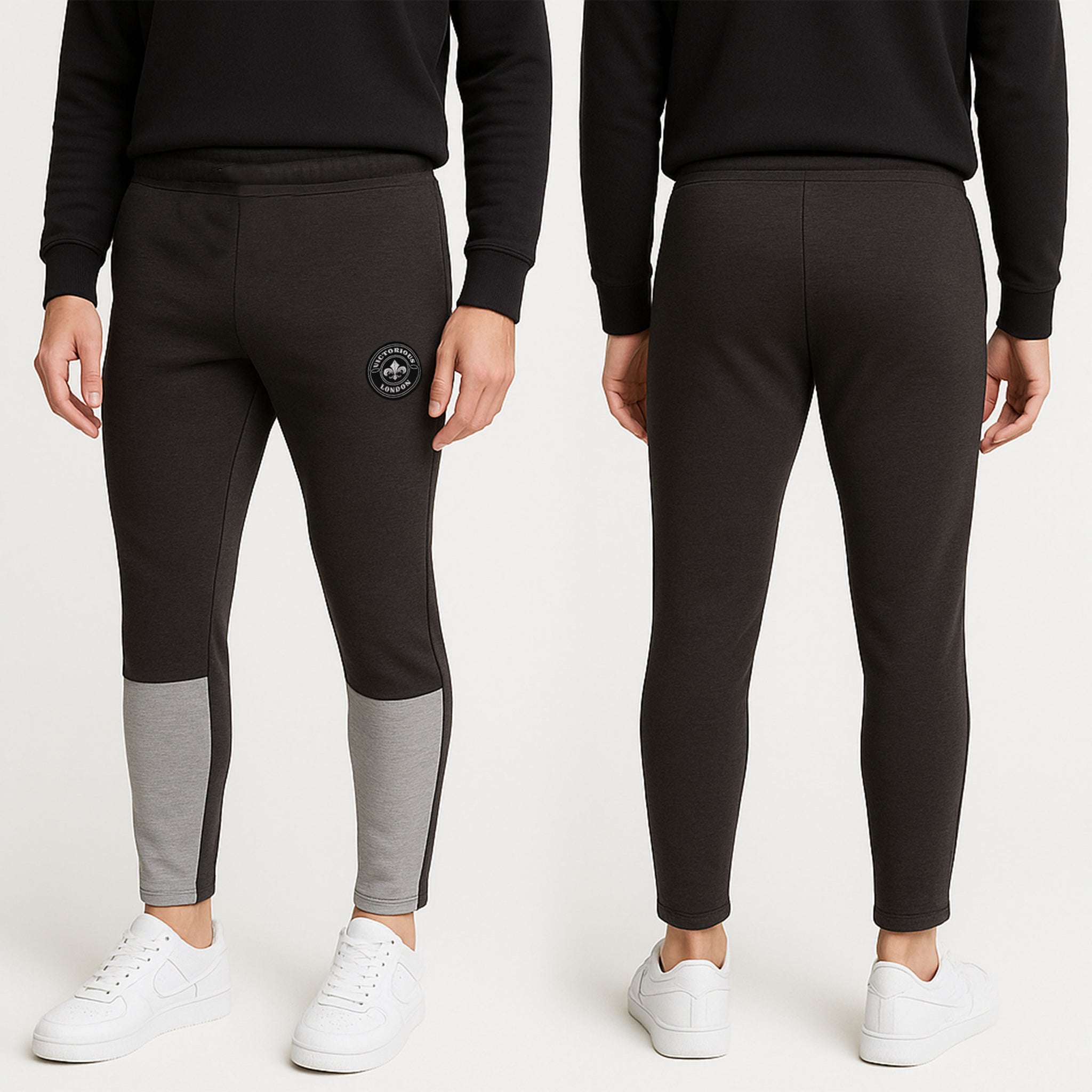 Men's 2 Panel Trouser, Black & Grey