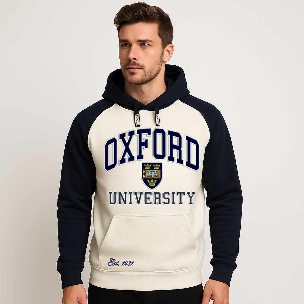 OXFORD UNIVERSITY APPLIQUE EMBROIDERED PULLOVER 2 PANEL HOODIES