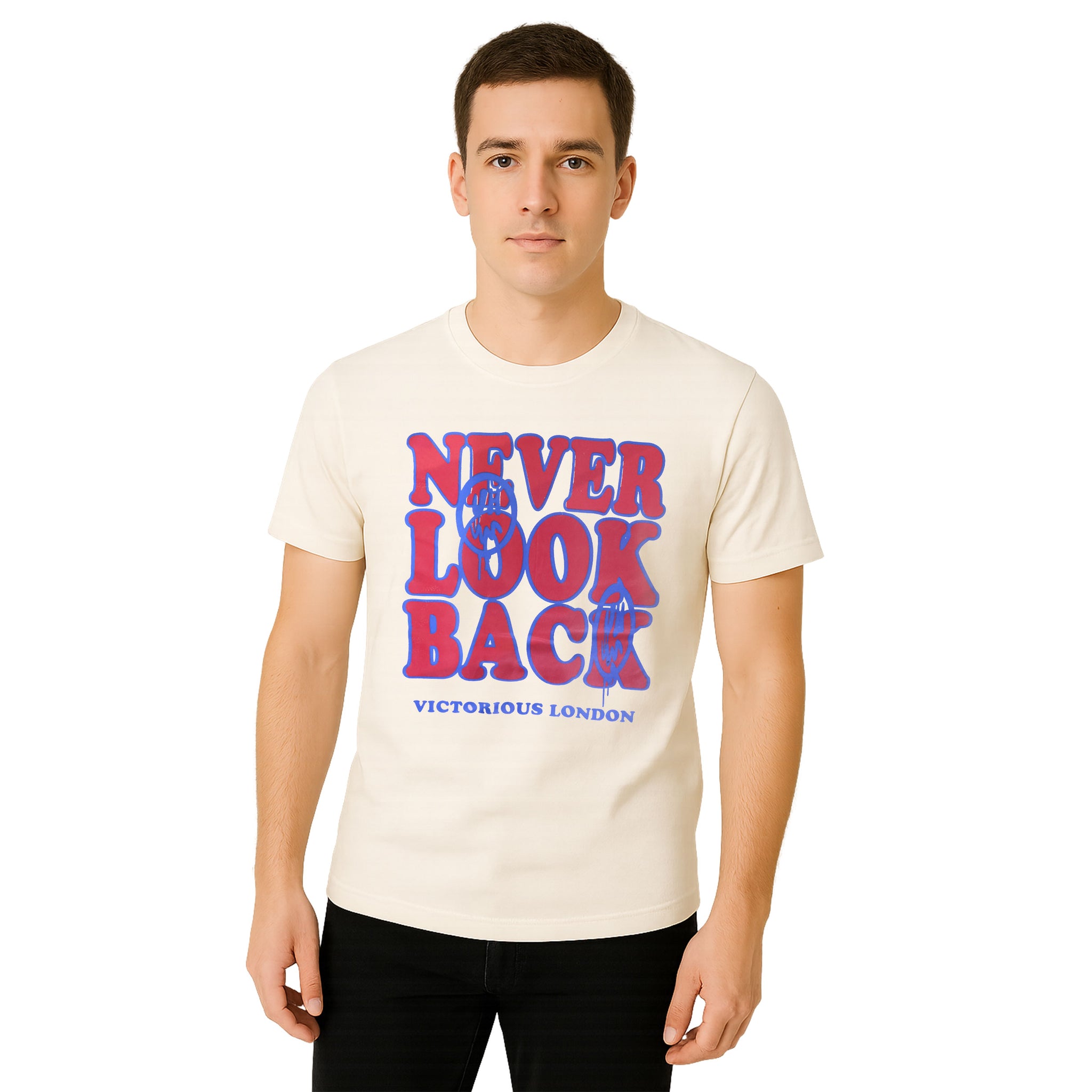 NEVER LOOK BACK VL PRINT T SHIRT