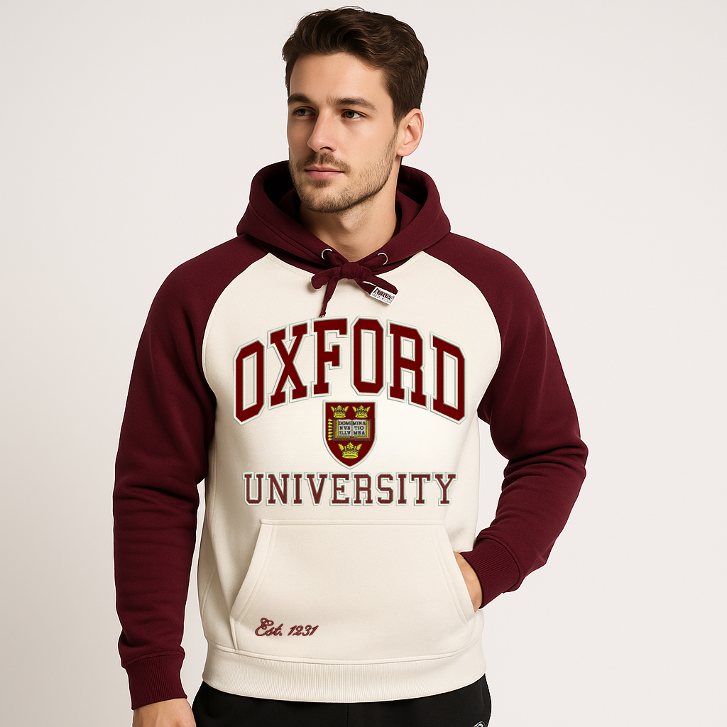 Oxford University Applique Embroidered Pullover 2 Panel Hoodies