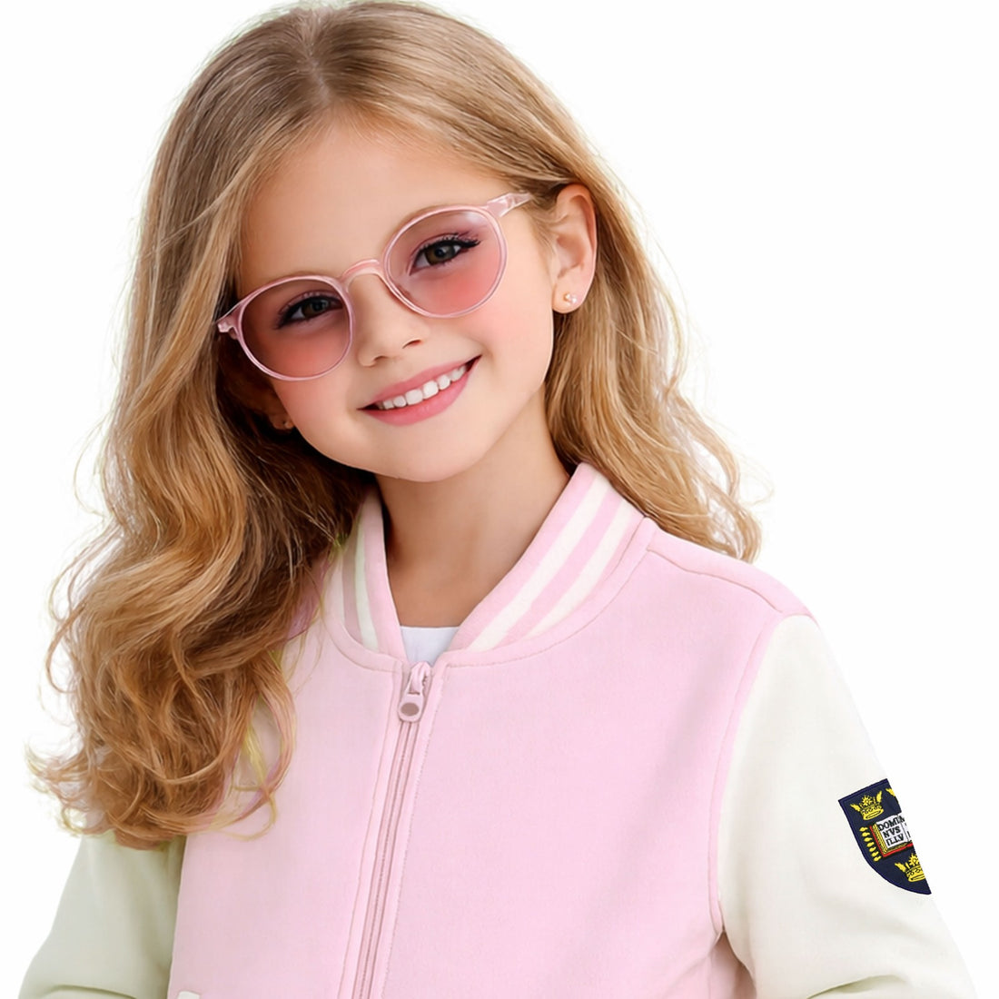 Pink Varsity-Style Baseball Jacket for Kids